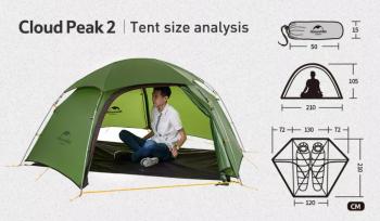 23 359 р. Палатка Naturehike Cloud Peak 20D Si 2-местная, алюминиевый каркас, зеленая Naturehike nh17k240-y-dgr  с доставкой в г. Воронеж. Увеличить фотографию 4