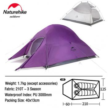13 299 р. Палатка Naturehike Cloud Up 2-местная, алюминиевый каркас, пурпурный Naturehike nh17t001-t-tpur  с доставкой в г. Воронеж. Увеличить фотографию 2