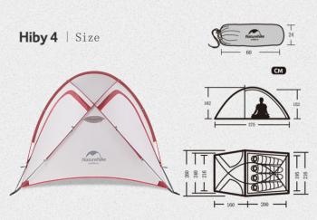 26 969 р. Палатка Naturehike Hiby Si 4-местная, алюминиевый каркас, серо-красный Naturehike nh19zp005-dg  с доставкой в г. Воронеж. Увеличить фотографию 6