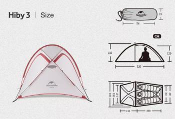21 599 р. Палатка Naturehike Hiby Si 3-местная, алюминиевый каркас, серо-красная Naturehike nh19zp016-dg  с доставкой в г. Воронеж. Увеличить фотографию 6