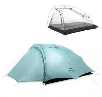14 609 р. Палатка Naturehike Outdoor 2-местная, алюминиевый каркас, сверхлегкая, голубой Naturehike nh20zp091-2lbl  с доставкой в г. Воронеж. Увеличить фотографию 2