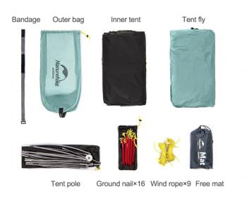 14 609 р. Палатка Naturehike Outdoor 2-местная, алюминиевый каркас, сверхлегкая, голубой Naturehike nh20zp091-2lbl  с доставкой в г. Воронеж. Увеличить фотографию 14