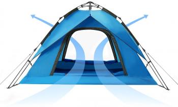 8 499 р. Палатка Naturehike 3-местная, быстросборная, синяя Naturehike nh21zp008-3bl  с доставкой в г. Воронеж. Увеличить фотографию 3