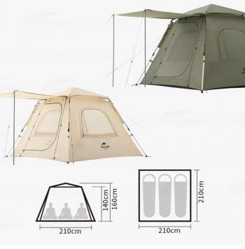 20 749 р. Палатка Naturehike Ango 3-местная, быстросборная, снежная юбка, бежевая Naturehike nh21zp010-khskr  с доставкой в г. Воронеж. Увеличить фотографию 5