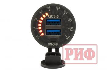 1 699 р. Розетка USB 2 QC 3.0 с вольтметром РИФ rif22-4-01460  с доставкой в г. Воронеж. Увеличить фотографию 4