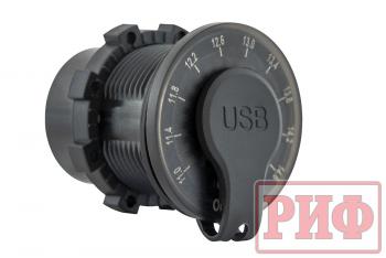 1 699 р. Розетка USB 2 QC 3.0 с вольтметром РИФ rif22-4-01460  с доставкой в г. Воронеж. Увеличить фотографию 2