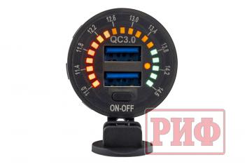 1 699 р. Розетка USB 2 QC 3.0 с вольтметром РИФ rif22-4-01460  с доставкой в г. Воронеж. Увеличить фотографию 5