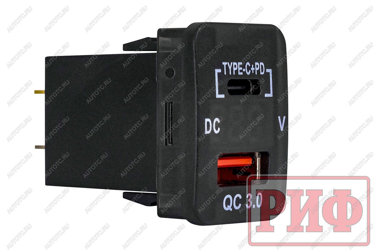 1 779 р. Розетка USB Type C, QC 3.0 с вольтметром для Toyota 32x20 РИФ rif22-4-1013400  с доставкой в г. Воронеж
