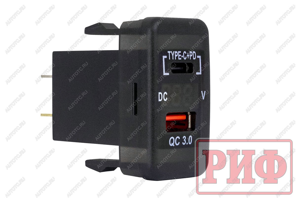 1 849 р. Розетка USB Type C, QC 3.0 с вольтметром для Toyota 40x20 РИФ rif22-4-1013600  с доставкой в г. Воронеж