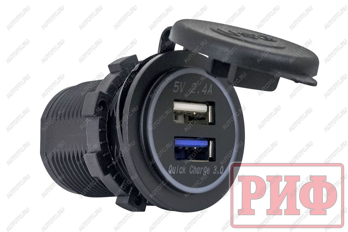 1 949 р. Розетка USB 2.4А, QC 3.0 34x37х54 РИФ rif22-4-1014100  с доставкой в г. Воронеж