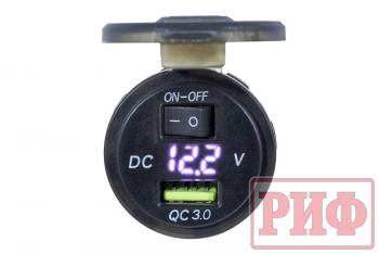 269 р. Розетка USB QC 3.0 с вольтметром, 34x37х54 РИФ rif22-4-1014200  с доставкой в г. Воронеж. Увеличить фотографию 3
