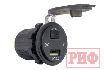 269 р. Розетка USB QC 3.0 с вольтметром, 34x37х54 РИФ rif22-4-1014200  с доставкой в г. Воронеж. Увеличить фотографию 1