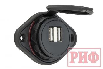 1 249 р. Розетка USB 3,1А накладное крепление, красная подсветка РИФ rif22-4-21450  с доставкой в г. Воронеж. Увеличить фотографию 1