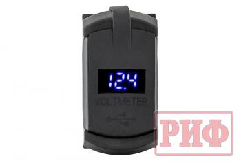 1 699 р. Розетка USB Type PD, QC 3.0 с вольтметром, синяя подсветка РИФ rif22-4-41480  с доставкой в г. Воронеж. Увеличить фотографию 2