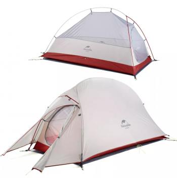 Палатка Naturehike Cloud Up Si 1-местная, алюминиевый каркас, сверхлегкая, серо-красный (уценка)  nh18t010-t-dlg_u