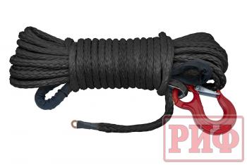 8 159 р. Трос для лебёдки синтетический РИФ 10 мм25 м черный (готовый)  rope10mm25mbl  с доставкой в г. Воронеж. Увеличить фотографию 1