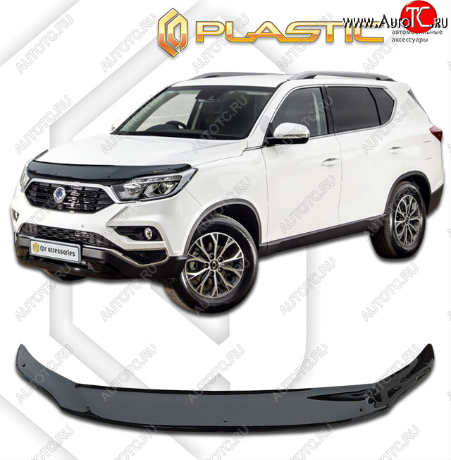 2 599 р. Дефлектор капота CA-Plastic Exclusive SSANGYONG Rexton Y400 дорестайлинг (2017-2023) (classic черный, без надписи)  с доставкой в г. Воронеж