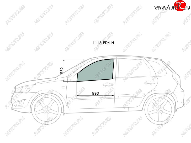 2 349 р. Стекло боковое опускное (Спереди Слева Цвет зеленый) Datsun mi-Do 14-21  on-DO 14-19  LADA Grant XYG 1118 FD/LH  с доставкой в г. Воронеж