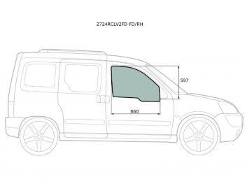 2 789 р. Стекло боковое опускное (Спереди Справа Цвет зеленый) Citroen Berlingo 96-12  Peugeot Partner 96- XYG 2724RCLV2FD FD/RH  с доставкой в г. Воронеж. Увеличить фотографию 1