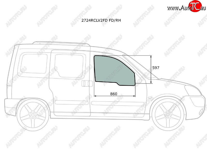 2 789 р. Стекло боковое опускное (Спереди Справа Цвет зеленый) Citroen Berlingo 96-12  Peugeot Partner 96- XYG 2724RCLV2FD FD/RH  с доставкой в г. Воронеж