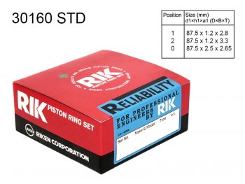 2 159 р. Кольца поршневые (комплект) STD MAZDA356ATENZAAXELAPREMACYMPV LFL3L3V 02- RIKEN 30160 STD  с доставкой в г. Воронеж. Увеличить фотографию 1