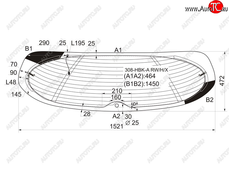 12 749 р. Стекло заднее (Цвет зеленый Обогрев Антенна 35D HBK) Peugeot 308 07-15 XYG 308-HBK-A RW/H/X  с доставкой в г. Воронеж