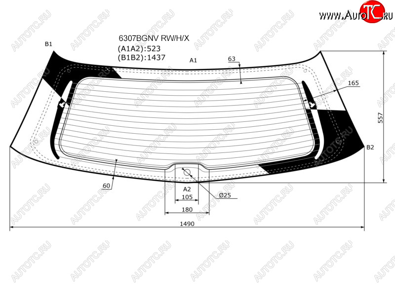 13 899 р. Стекло заднее (Цвет зеленый Обогрев) Opel Zafira 05-14 XYG 6307BGNV RW/H/X  с доставкой в г. Воронеж