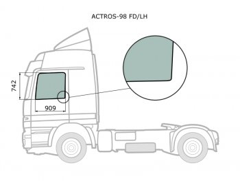 4 199 р. Стекло боковое опускное (Спереди Слева Цвет зеленый) Mercedes-Benz Actros 96-  Sisu 6x2 00- XYG ACTROS-98 FD/LH  с доставкой в г. Воронеж. Увеличить фотографию 2