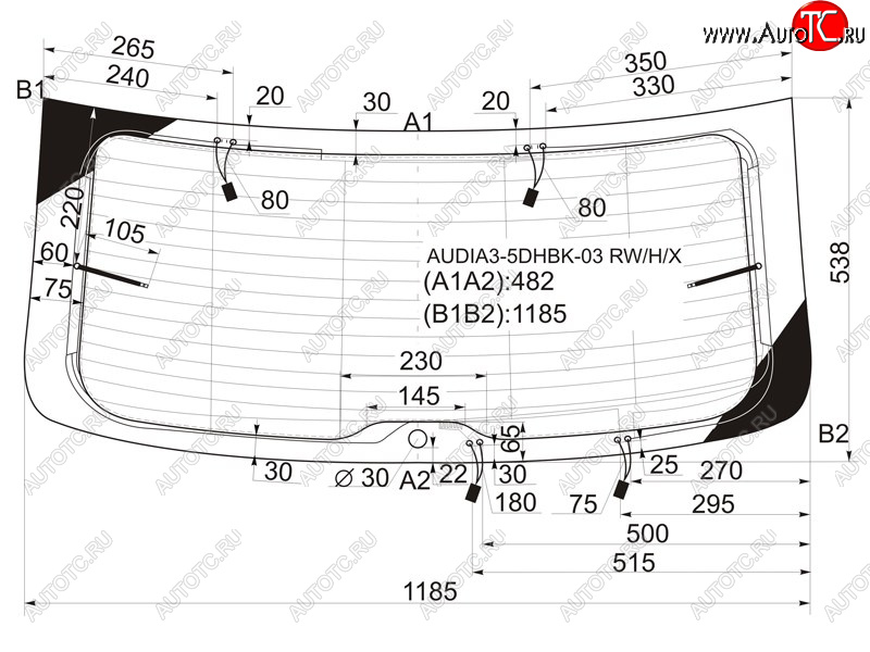 9 749 р. Стекло заднее (Цвет зеленый Обогрев Антенна) Audi A3 03-13  S3 08-12 XYG AUDIA3-5DHBK-03 RW/H/X  с доставкой в г. Воронеж