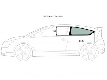 1 299 р. Стекло кузова боковое (не опускное) (Слева Цвет зеленый) Citroen C4 04-11 XYG C4-3DHBK SW/LH/X  с доставкой в г. Воронеж. Увеличить фотографию 1