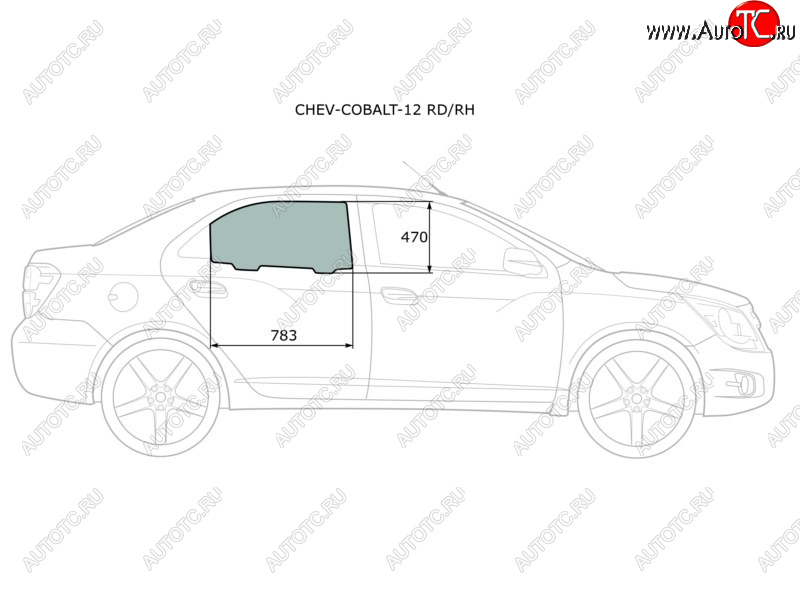 2 599 р. Стекло боковое опускное (Сзади Справа Цвет зеленый) Chevrolet Cobalt 13-  Ravon R4 16-20 XYG CHEV-COBALT-12 RD/RH  с доставкой в г. Воронеж