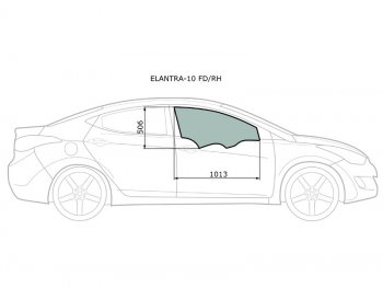 2 599 р. Стекло боковое опускное (Спереди Справа Цвет зеленый) Hyundai Elantra 10-16  Avante 10-15 XYG ELANTRA-10 FD/RH  с доставкой в г. Воронеж. Увеличить фотографию 1