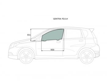 2 789 р. Стекло боковое опускное (Спереди Слева Цвет зеленый) Chevrolet Aveo 02-11  Kalos 03-08  Nexia 20 XYG GENTRA FD/LH  с доставкой в г. Воронеж. Увеличить фотографию 1