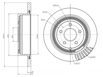 Диск тормозной передний Ø308mm SAT Nissan Murano 1 Z50 (2002-2009)