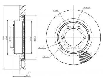 3 499 р. Диск тормозной передний Ø337mm HOSU  Lexus GX460  J150 (2009-2022), Toyota Land Cruiser Prado  J150 (2009-2025), Toyota RAV4 ( XA30,  XA40,  XA50) (2008-2025)  с доставкой в г. Воронеж. Увеличить фотографию 2