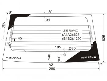 7 999 р. Стекло заднее (Цвет зеленый Обогрев) Mitsubishi Lancer 91-01  Libero 92-02 XYG LE45 RW/H/X  с доставкой в г. Воронеж. Увеличить фотографию 1