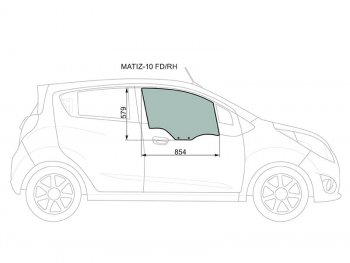 2 789 р. Стекло боковое опускное (Спереди Справа Цвет зеленый) Chevrolet Spark 10-22  Daewoo Matiz 09-11  XYG MATIZ-10 FD/RH  с доставкой в г. Воронеж. Увеличить фотографию 1