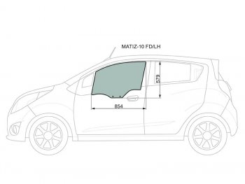 2 789 р. Стекло боковое опускное (Спереди Слева Цвет зеленый) Chevrolet Spark 10-16  Daewoo Matiz 10-19   XYG MATIZ-10 FD/LH  с доставкой в г. Воронеж. Увеличить фотографию 2