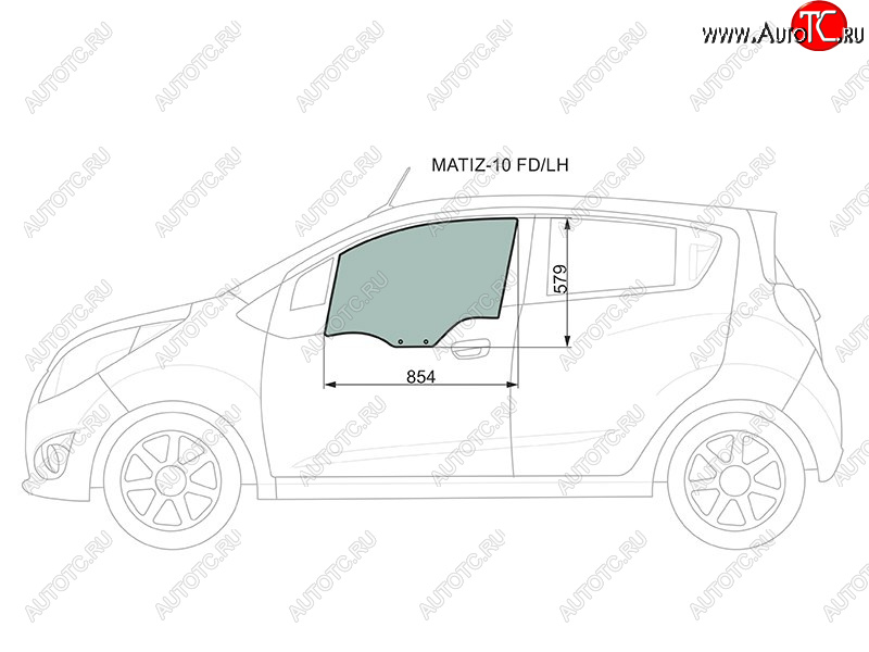 2 789 р. Стекло боковое опускное (Спереди Слева Цвет зеленый) Chevrolet Spark 10-16  Daewoo Matiz 10-19   XYG MATIZ-10 FD/LH  с доставкой в г. Воронеж