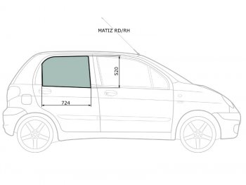 2 349 р. Стекло боковое опускное (Сзади Справа Цвет зеленый) Daewoo Matiz 97-15                             XYG MATIZ RD/RH  с доставкой в г. Воронеж. Увеличить фотографию 2