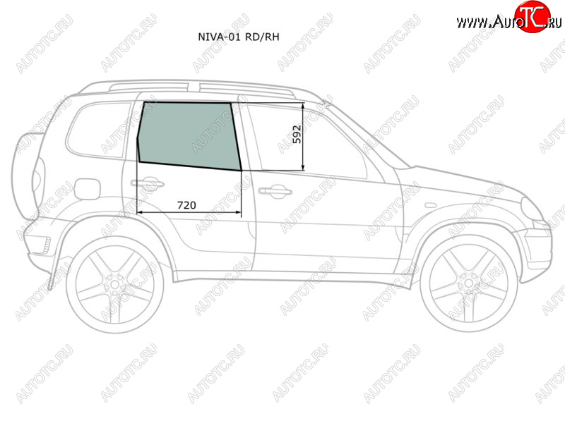 2 349 р. Стекло боковое опускное (Сзади Справа Цвет зеленый) Chevrolet Niva 98-  LADA Niva Travel 21- XYG NIVA-01 RD/RH  с доставкой в г. Воронеж