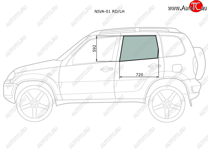 2 349 р. Стекло боковое опускное (Сзади Слева Цвет зеленый) Chevrolet Niva 98-  LADA Niva Travel 21- XYG NIVA-01 RD/LH  с доставкой в г. Воронеж