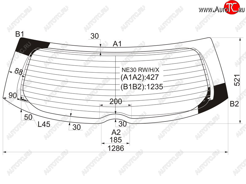 9 549 р. Стекло заднее (Цвет зеленый Обогрев) Toyota Auris 06-12 XYG NE30 RW/H/X  с доставкой в г. Воронеж