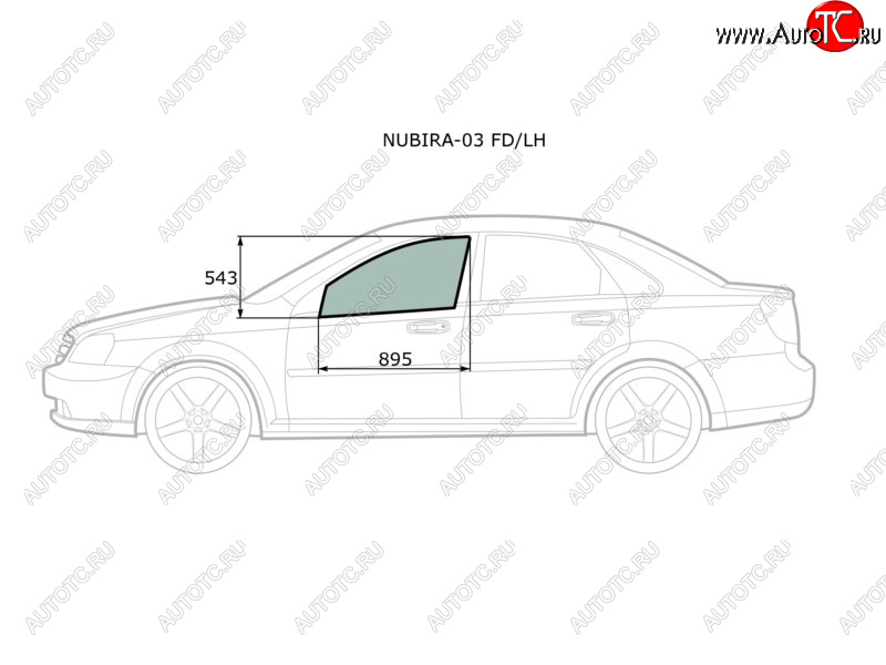 2 399 р. Стекло боковое опускное (Спереди Слева Цвет зеленый) Chevrolet Lacetti 04-13  Daewoo Lacetti 04-0 XYG NUBIRA-03 FD/LH  с доставкой в г. Воронеж
