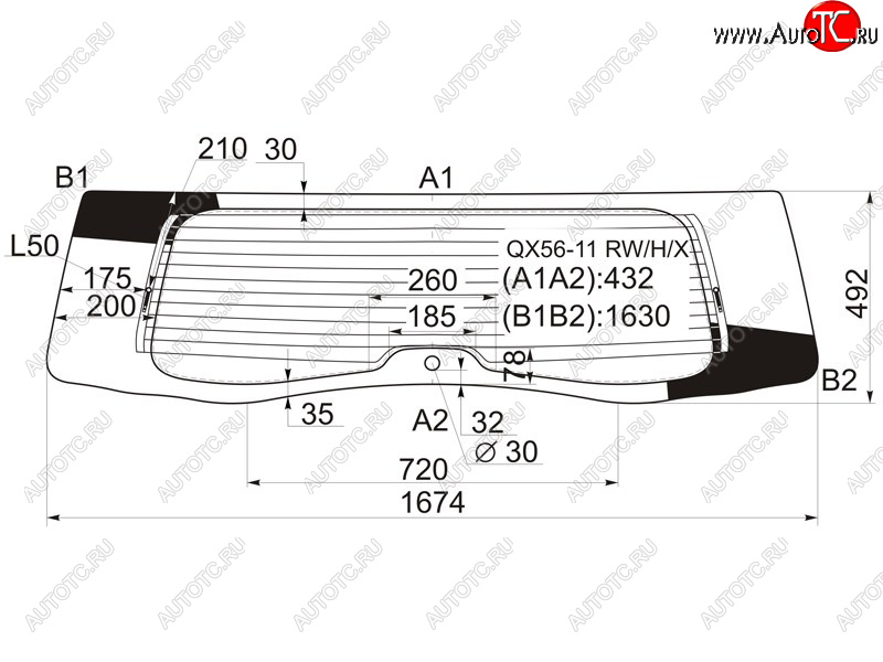 17 999 р. Стекло заднее (Цвет зеленый Обогрев) Infiniti QX56 10-13  QX80 13-20 XYG QX56-11 RW/H/X  с доставкой в г. Воронеж