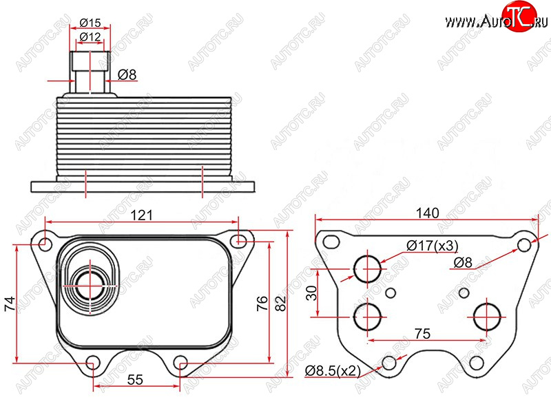 1 869 р. Радиатор масляный AUDI A3 03-A4 07-A5 07-A6 11-Q3 11-Q5 08-SKODA OCTAVIA 04-VOLKSWAGEN AMAROK SAT ST-06J117021D  с доставкой в г. Воронеж