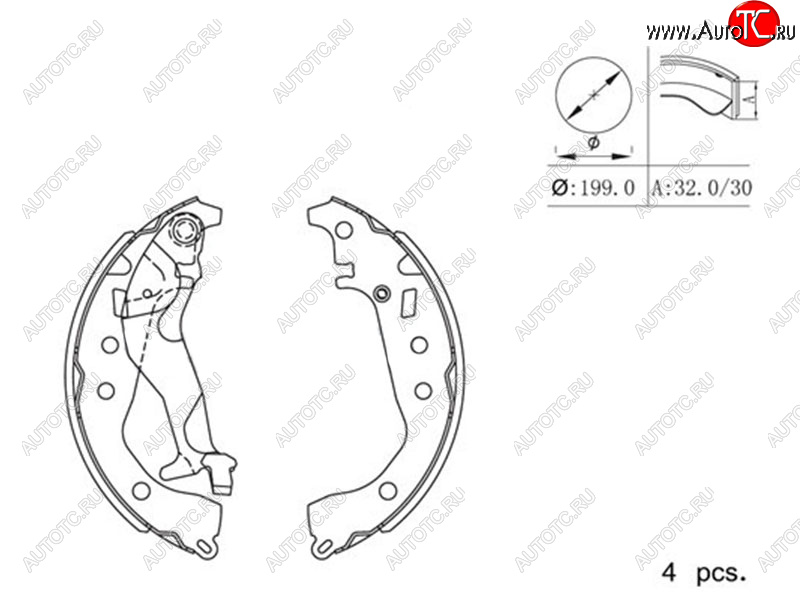 1 439 р. Колодки тормозные барабанные задние RH-LH SAT Toyota Corolla Axio (E160) седан дорестайлинг (2012-2016)  с доставкой в г. Воронеж