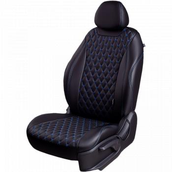 13 949 р. Комплект чехлов для сидений (РЗС 60/40 + подл., 3Г, экокожа) Lord Autofashion БАЙРОН   Chery Tiggo 7 Pro Max  T1E (2022-2025) дорестайлинг, рестайлинг (Черный, вставка черная, строчка синяя)  с доставкой в г. Воронеж. Увеличить фотографию 2