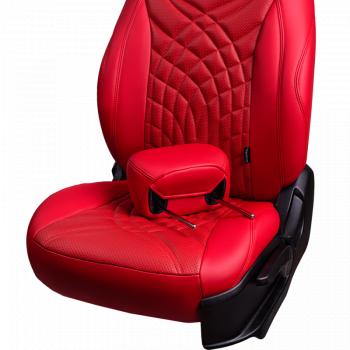 26 399 р. Комплект чехлов для сидений (к. Elegance РЗС 40/60+подлок. 3Г Орегон) БАЙРОН ст ЖУК Lord Autofashion  Skoda Octavia  A7 (2012-2020) дорестайлинг лифтбэк, дорестайлинг универсал, рестайлинг лифтбэк, рестайлинг универсал (красный, вставка красная, строчка красная)  с доставкой в г. Воронеж. Увеличить фотографию 2