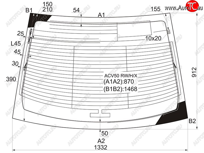 8 799 р. Стекло заднее (Цвет зеленый Обогрев Антенна) Toyota Camry (XV50) 11-18  Aurion 12-15  Camry UAE XYG ACV50 RW/H/X  с доставкой в г. Воронеж